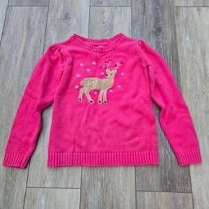 Osh Kosh winter holiday sweater size 6x cotton pink, deer snowflakes Christmas